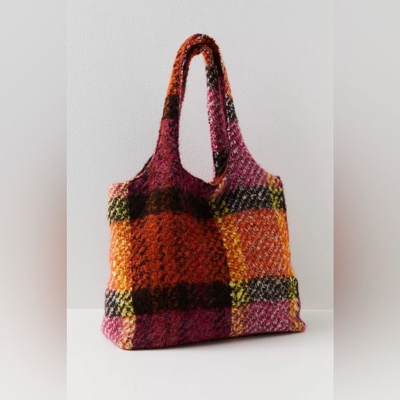 Anna Sui Plaid Tote Bag-Magenta Multi - Picture 5 of 9